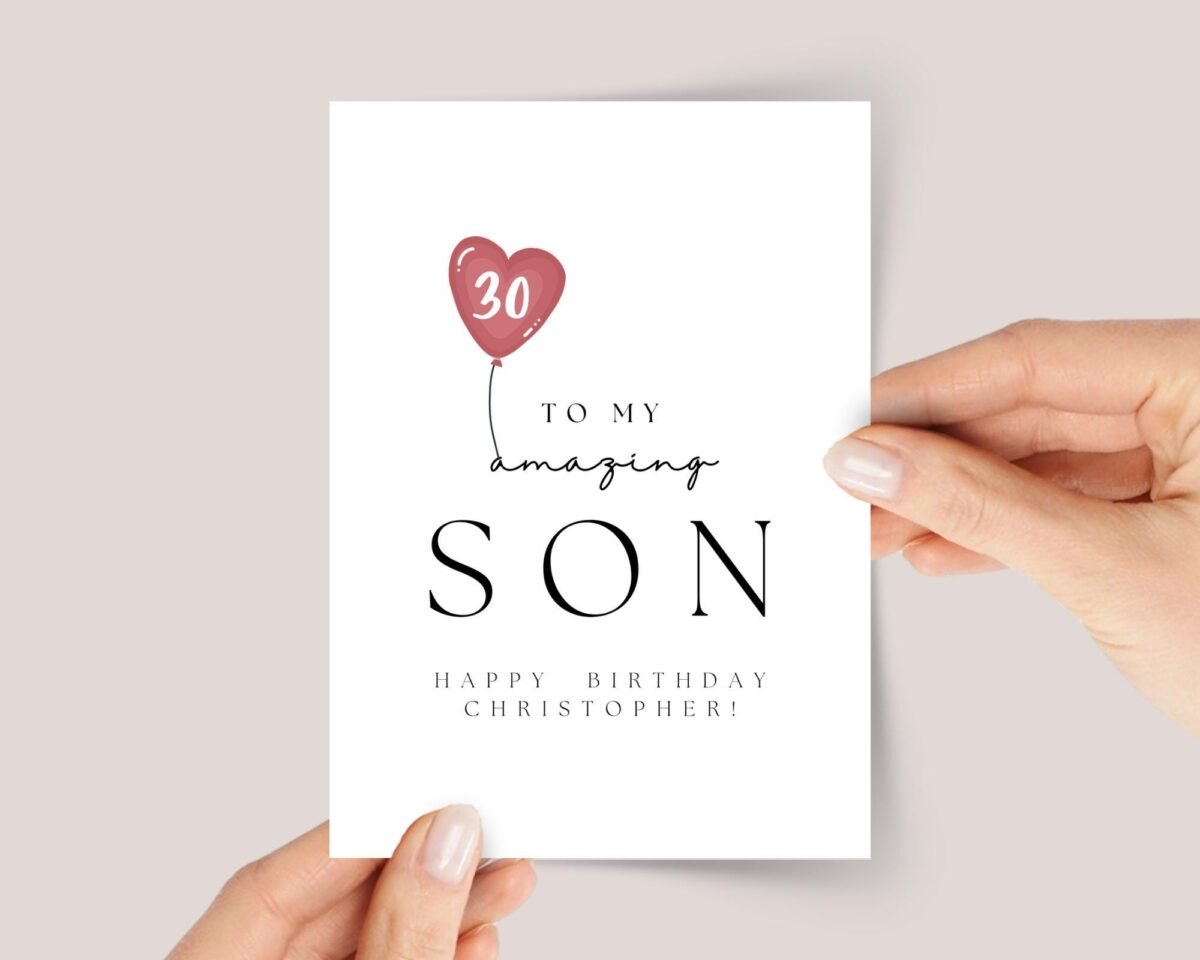 Personalized 30th Birthday Card for Son/Step Son