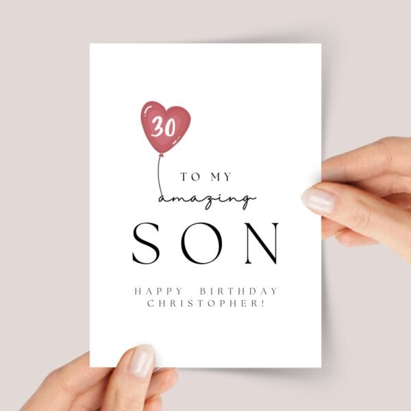 Personalized 30th Birthday Card for Son/Step Son - Image 1 Personalized 30th Birthday Card for Son/Step Son