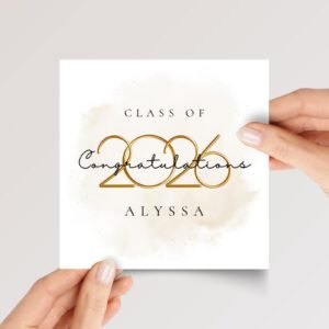 Personalized 2026 Graduation Card with Gold Numbers