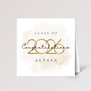 Personalized 2026 Graduation Card with Gold Numbers
