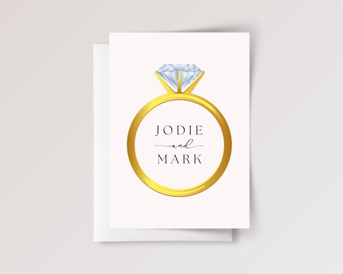 Personalized Wedding Card for Bride and Groom with Ring