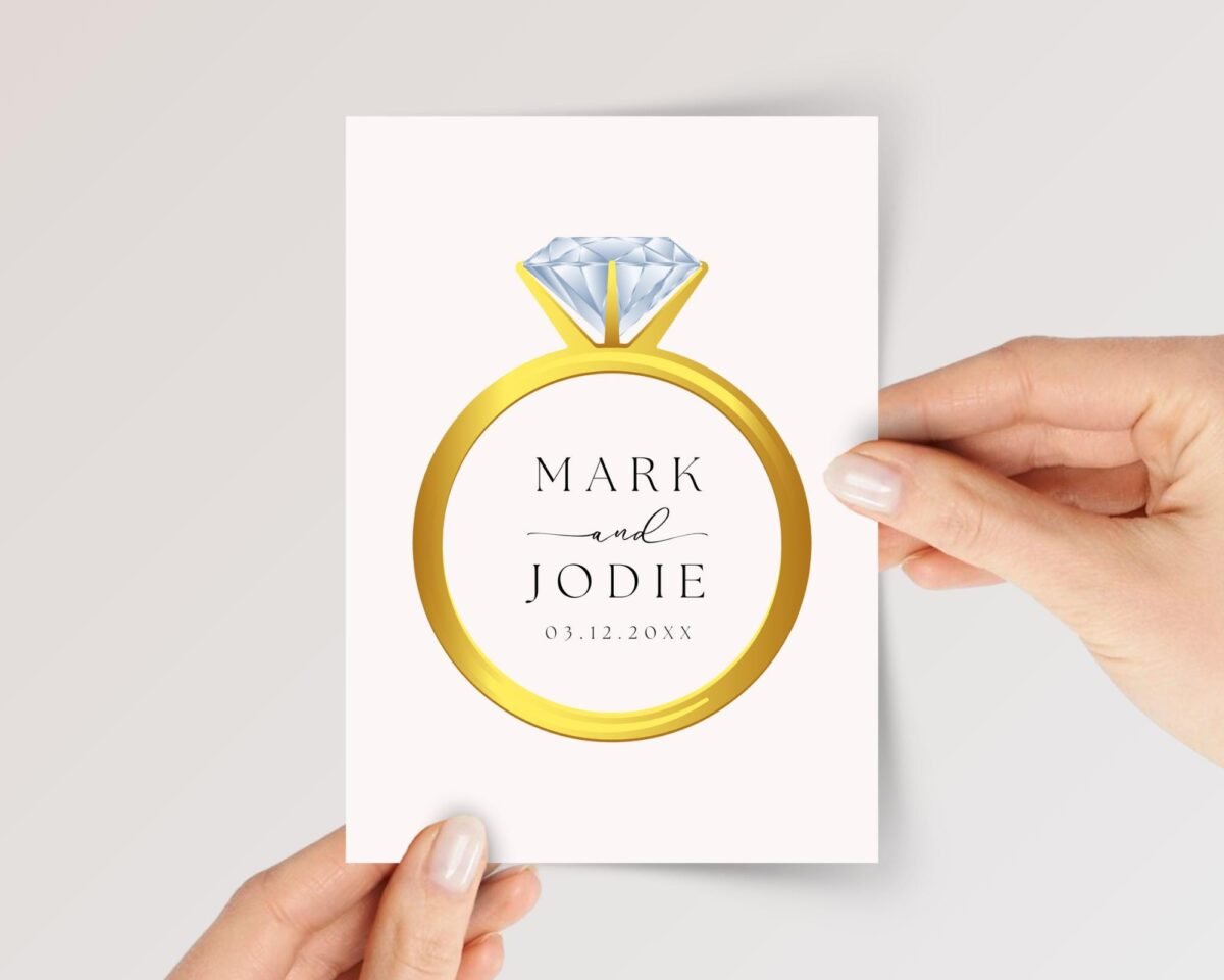 Custom Wedding Card for Bride and Groom with Ring