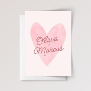 Custom Engagement Card for Couple, Son and Daughter in Law | Watercolor Heart