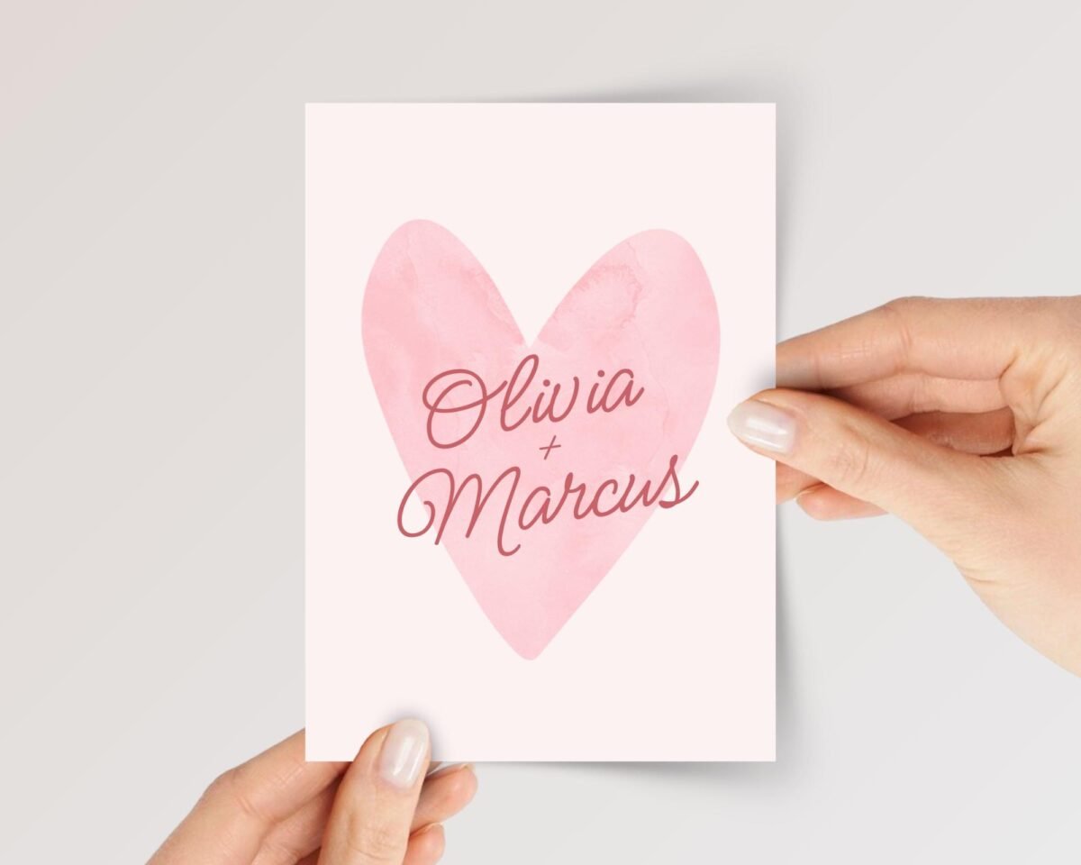 Custom Engagement Card for Couple, Son and Daughter in Law | Watercolor Heart