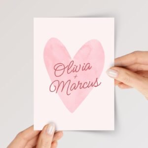 Custom Engagement Card for Couple, Son and Daughter in Law | Watercolor Heart