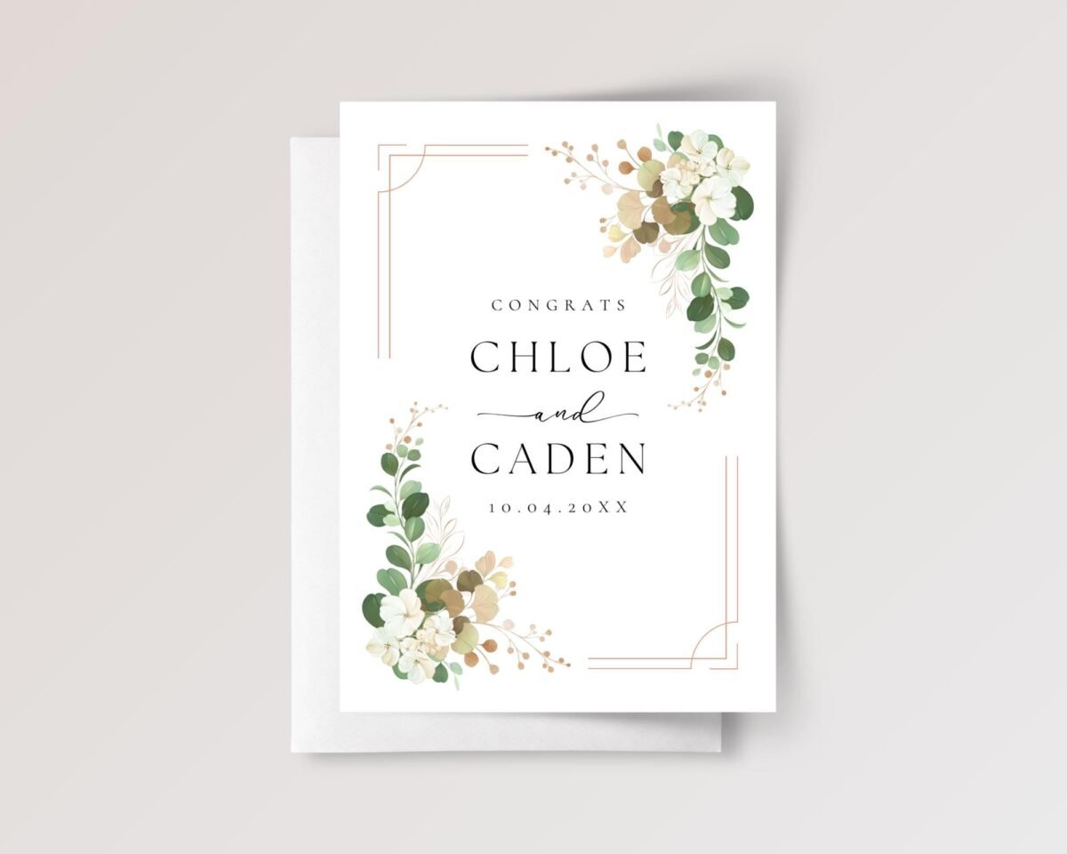 Custom Wedding Card for Couple, Son and Daughter in Law | Eucalyptus Florals