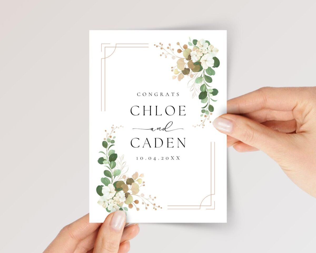 Custom Wedding Card for Couple, Son and Daughter in Law | Eucalyptus Florals