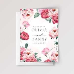 Custom Wedding Card for Son and Daughter in Law with Pink Peonies - Image 4 Custom Wedding Card for Son and Daughter in Law with Pink Peonies
