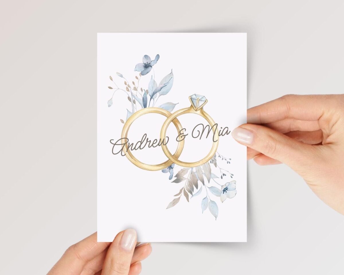 Custom Wedding Card for Couple, Son and Daughter in Law | Floral Rings