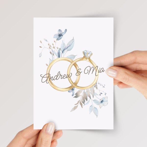 Custom Wedding Card for Couple, Son and Daughter in Law | Floral Rings