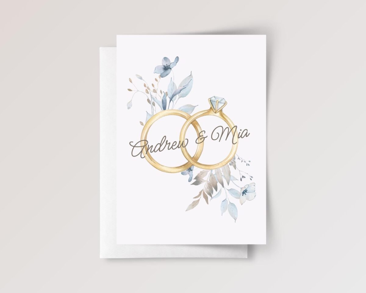 Custom Wedding Card for Couple, Son and Daughter in Law | Floral Rings