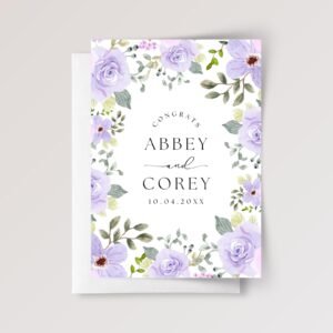 Personalized Wedding Card for Son and Daughter in Law with Purple Roses