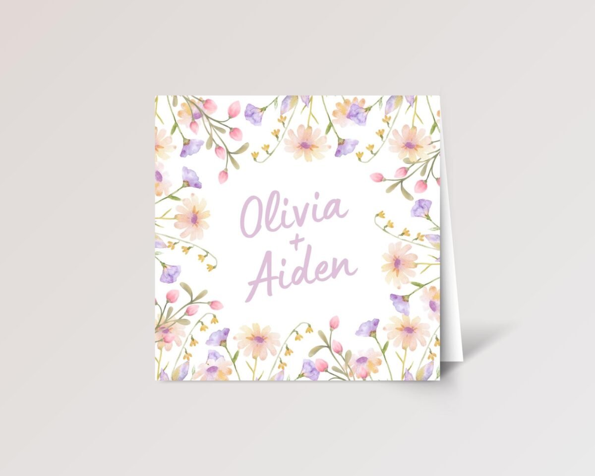 Custom Engagement Card for Couple with Pastel Flowers Custom Engagement Card for Couple with Pastel Flowers