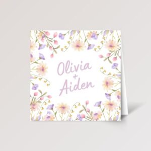 Custom Engagement Card for Couple with Pastel Flowers Custom Engagement Card for Couple with Pastel Flowers