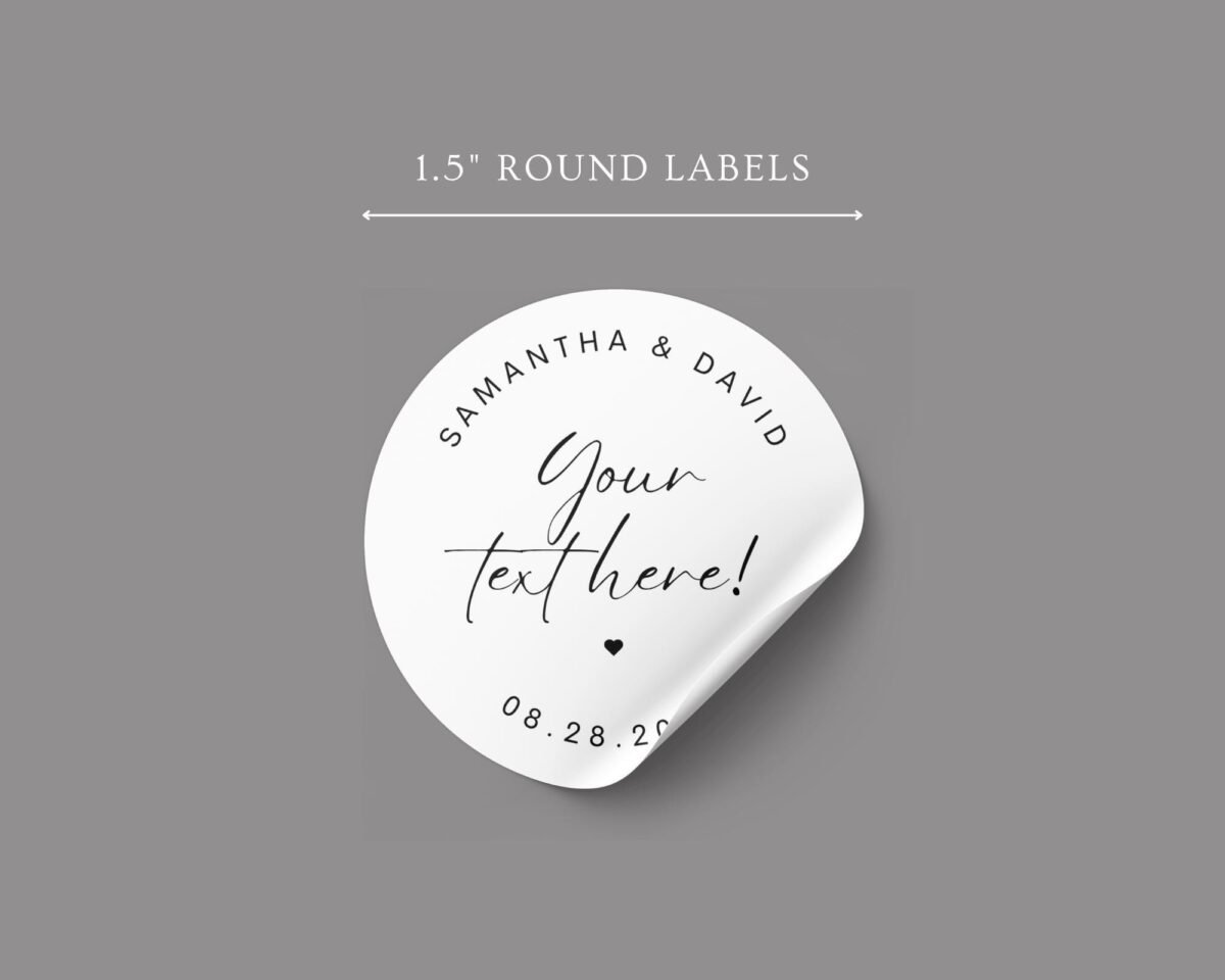 Custom Wedding Invitation Labels for Envelopes with Date and Text
