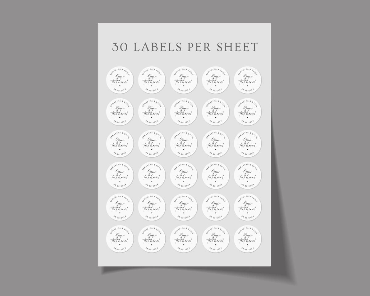 Custom Wedding Invitation Labels for Envelopes with Date and Text