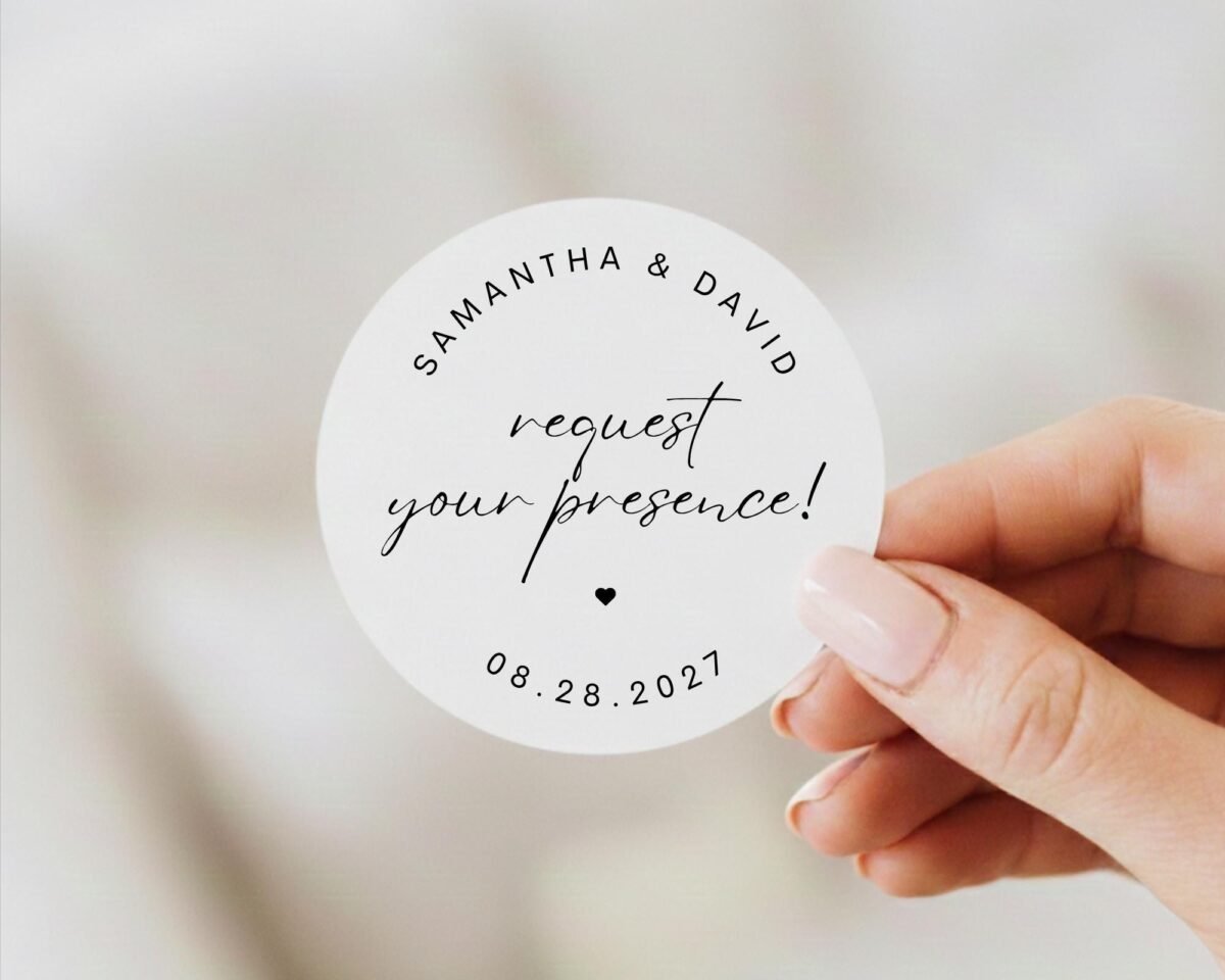 Custom Wedding Invitation Labels for Envelopes with Date and Text