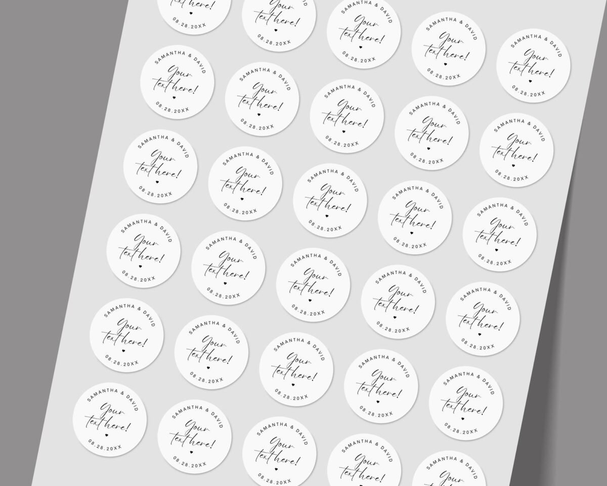 Custom Wedding Invitation Labels for Envelopes with Date and Text