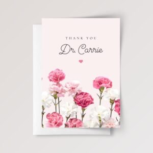 Personalized Thank You Card for Doctor with Pink Flowers