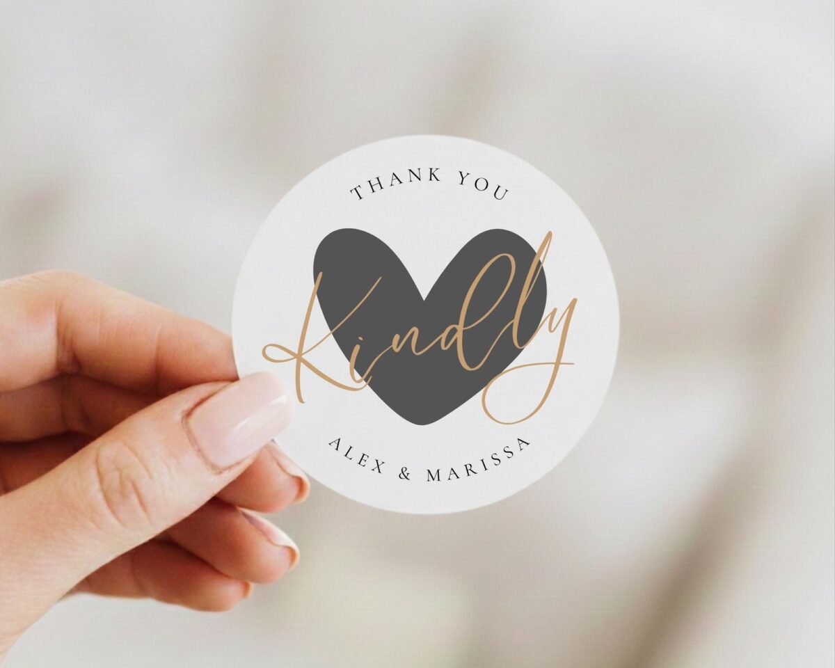 Custom Wedding Thank You Labels for Envelopes with Bride and Groom Names