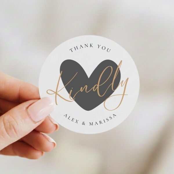 Custom Wedding Thank You Labels for Envelopes with Bride and Groom Names