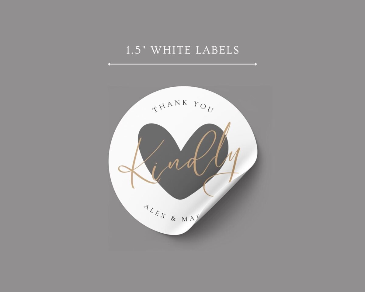 Custom Wedding Thank You Labels for Envelopes with Bride and Groom Names