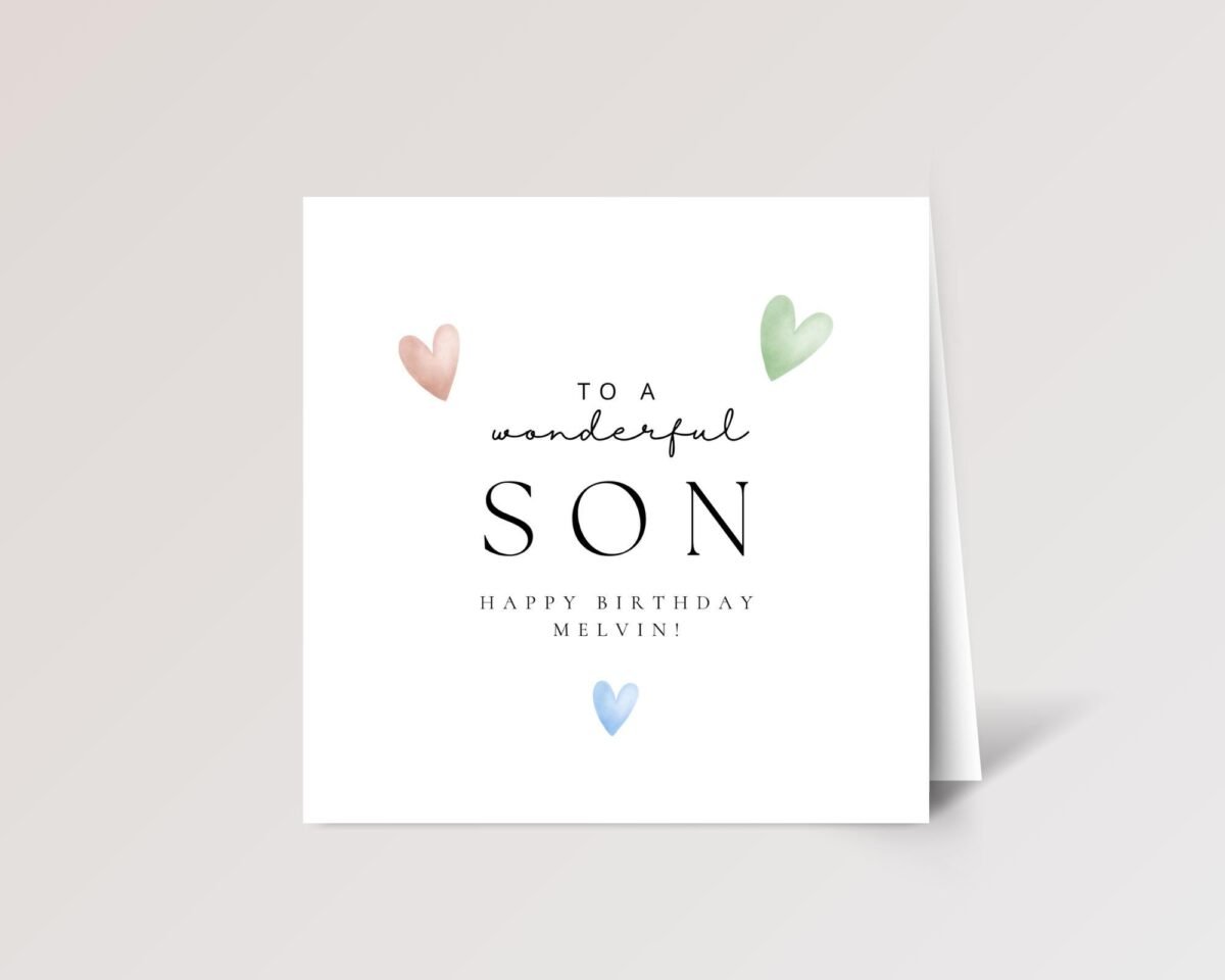 Personalized Birthday Card for Son With Hearts - Image 4 Personalized Birthday Card for Son With Hearts