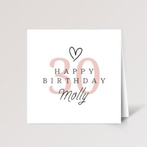 Personalized 30th Birthday Card for Wife or Daughter | Pink