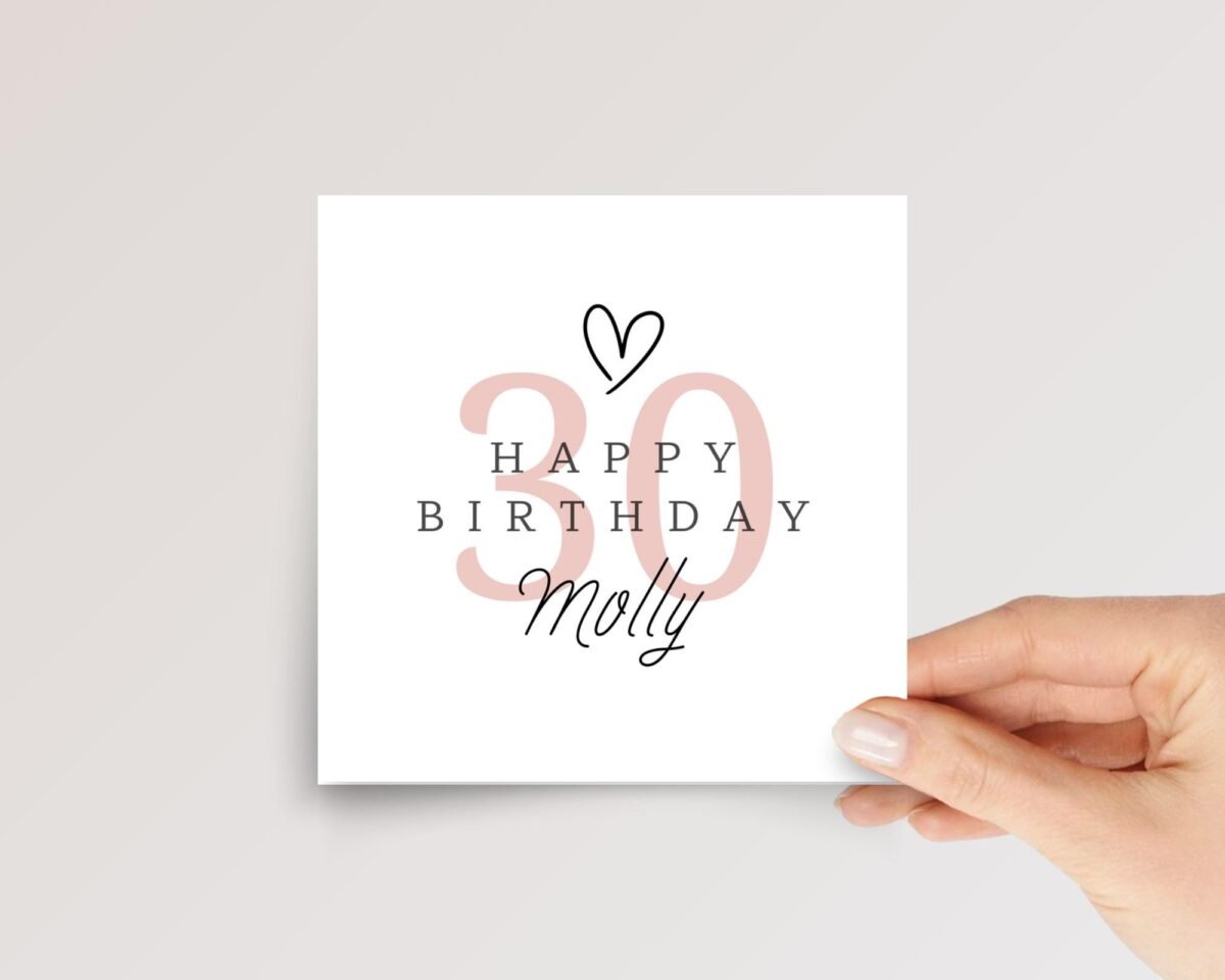 Personalized 30th Birthday Card for Wife or Daughter | Pink