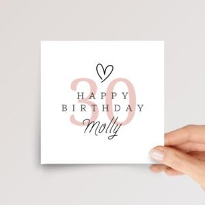 Personalized 30th Birthday Card for Wife or Daughter | Pink