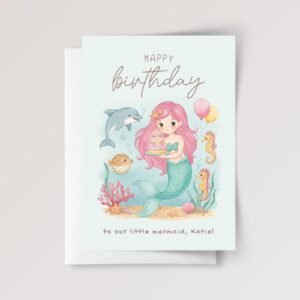 Personalized Mermaid Birthday Card for Daughter/Granddaughter | Under the Sea - Image 4 Personalized Mermaid Birthday Card for Daughter/Granddaughter | Under the Sea