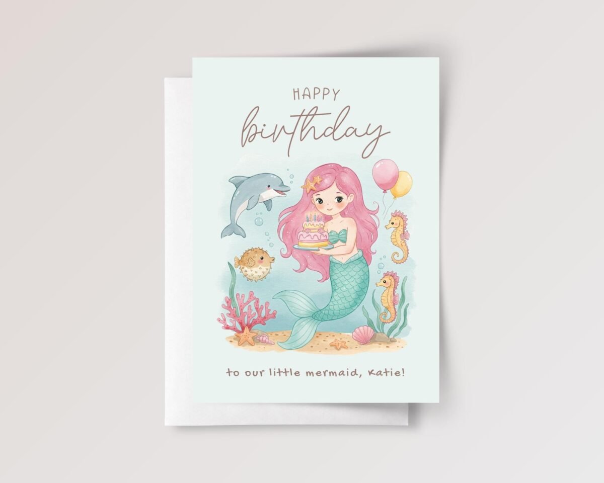 Personalized Mermaid Birthday Card for Daughter/Granddaughter | Under the Sea
