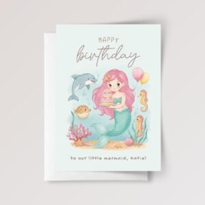 Personalized Mermaid Birthday Card for Daughter/Granddaughter | Under the Sea