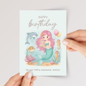 Personalized Mermaid Birthday Card for Daughter/Granddaughter | Under the Sea - Image 1 Personalized Mermaid Birthday Card for Daughter/Granddaughter | Under the Sea