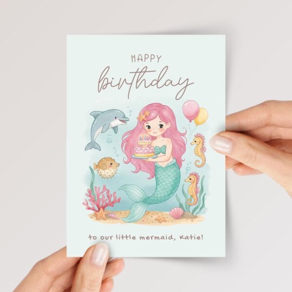 Personalized Mermaid Birthday Card for Daughter/Granddaughter | Under the Sea