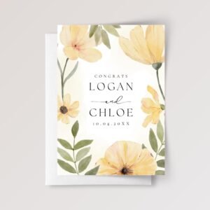 Custom Wedding Card for Couple, Son & Daughter In Law | Yellow Flowers
