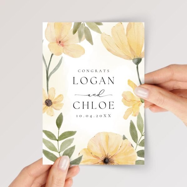 Custom Wedding Card for Couple, Son & Daughter In Law | Yellow Flowers - Image 1 Custom Wedding Card for Couple, Son & Daughter In Law | Yellow Flowers
