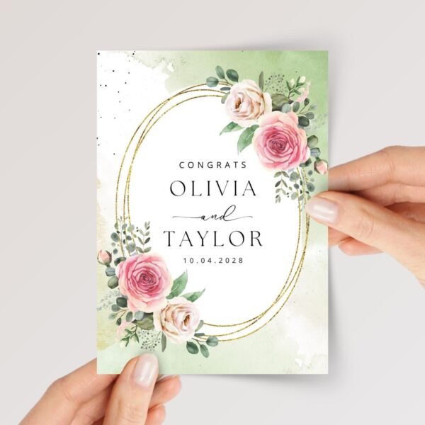 Custom Wedding Card for Son and Daughter in Law with Pink Roses - Image 1 Custom Wedding Card for Son and Daughter in Law with Pink Roses