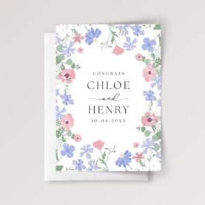 Personalized Wedding Card for Son and Daughter in Law | Blue Florals