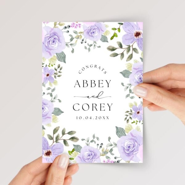 Custom Wedding Card for Son and Daughter in Law with Purple Roses - Image 1 Custom Wedding Card for Son and Daughter in Law with Purple Roses