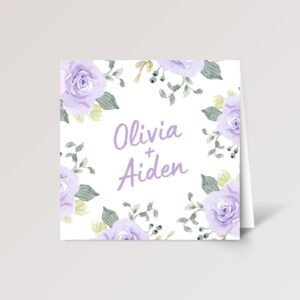 Custom Engagement Card for Couple with Purple Flowers Custom Engagement Card for Couple with Purple Flowers