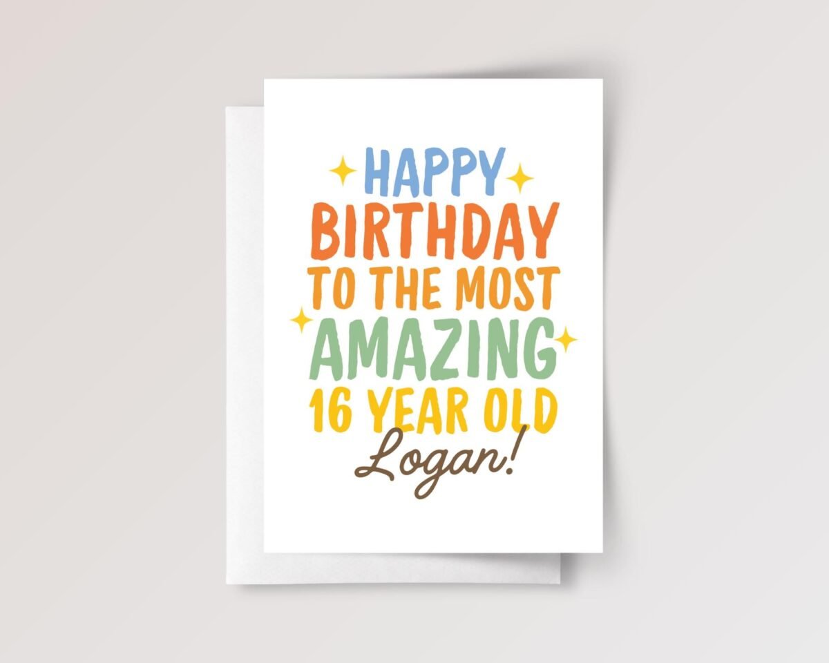 Personalized 16th Birthday Card for Teen Boy or Girl