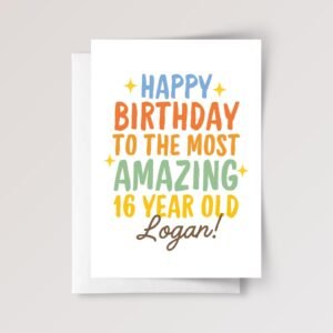 Personalized 16th Birthday Card for Teen Boy or Girl