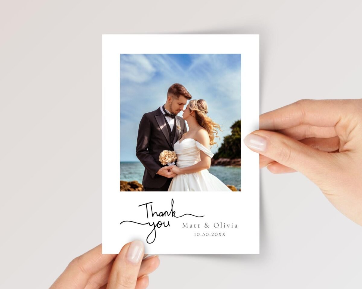 Custom Wedding Photo Thank You Cards with Envelopes