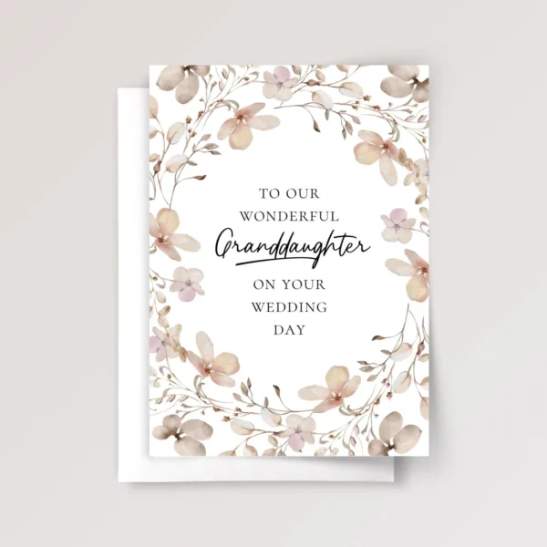 Fall Wedding Card for Granddaughter with Dried Flowers