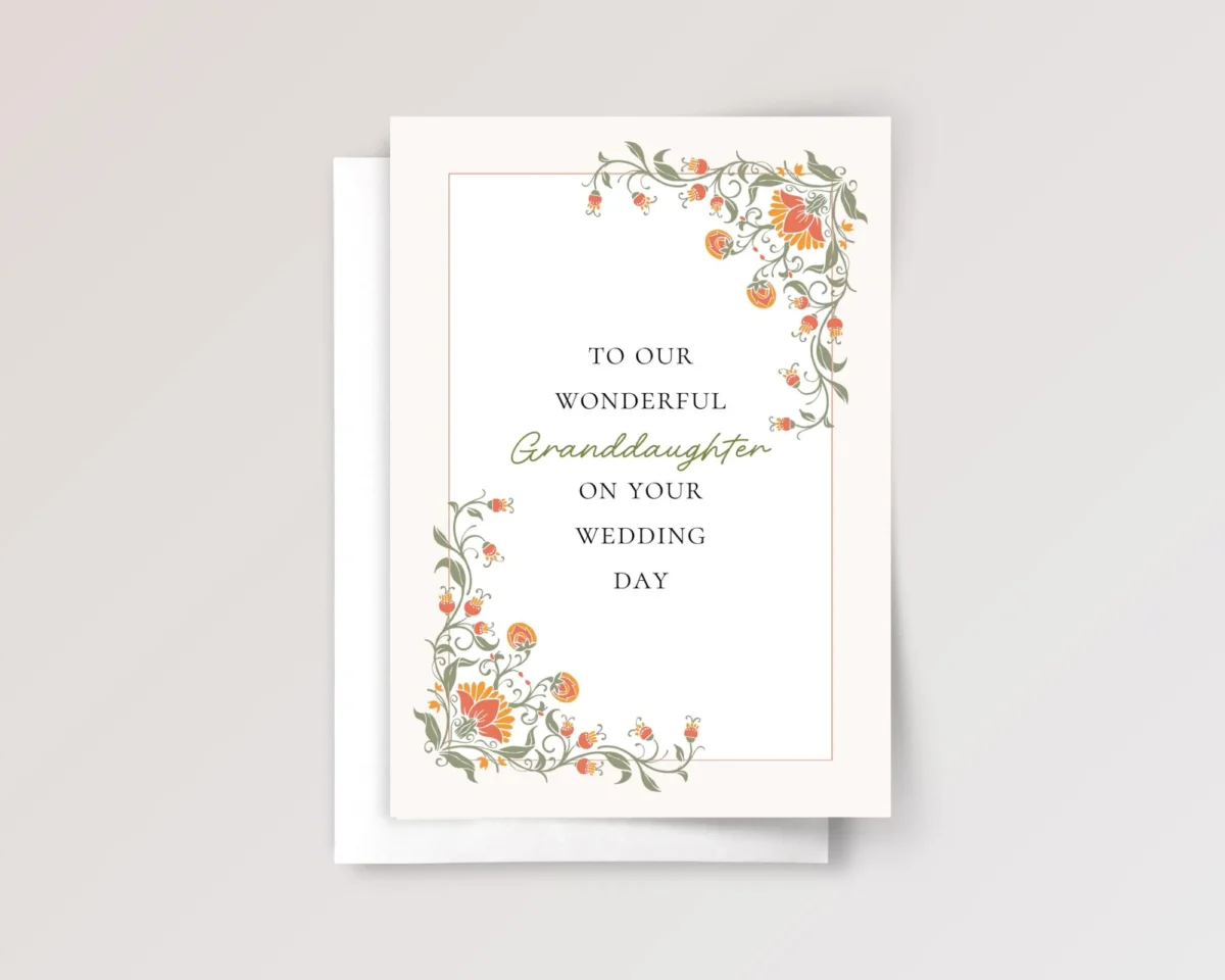 Wedding Card for Granddaughter with Orange Florals
