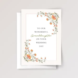 Wedding Card for Granddaughter with Orange Florals