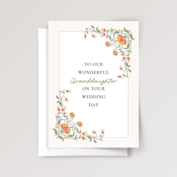 Wedding Card for Granddaughter with Orange Florals