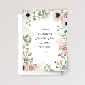 Floral Wedding Card for Granddaughter with Eucalyptus - Image 1 Floral Wedding Card for Granddaughter with Eucalyptus
