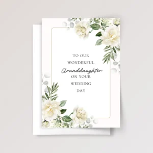 Floral Wedding Card for Granddaughter with Cream White Roses